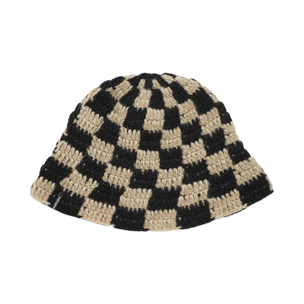 Bal CHECKERED HAND KNIT BUCKET HAT "BROWN"