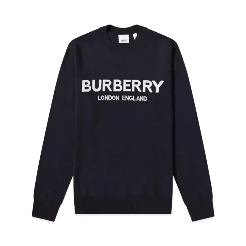 Burberry Men's Fennel Logo Intarsia Knit "Coal Blue"