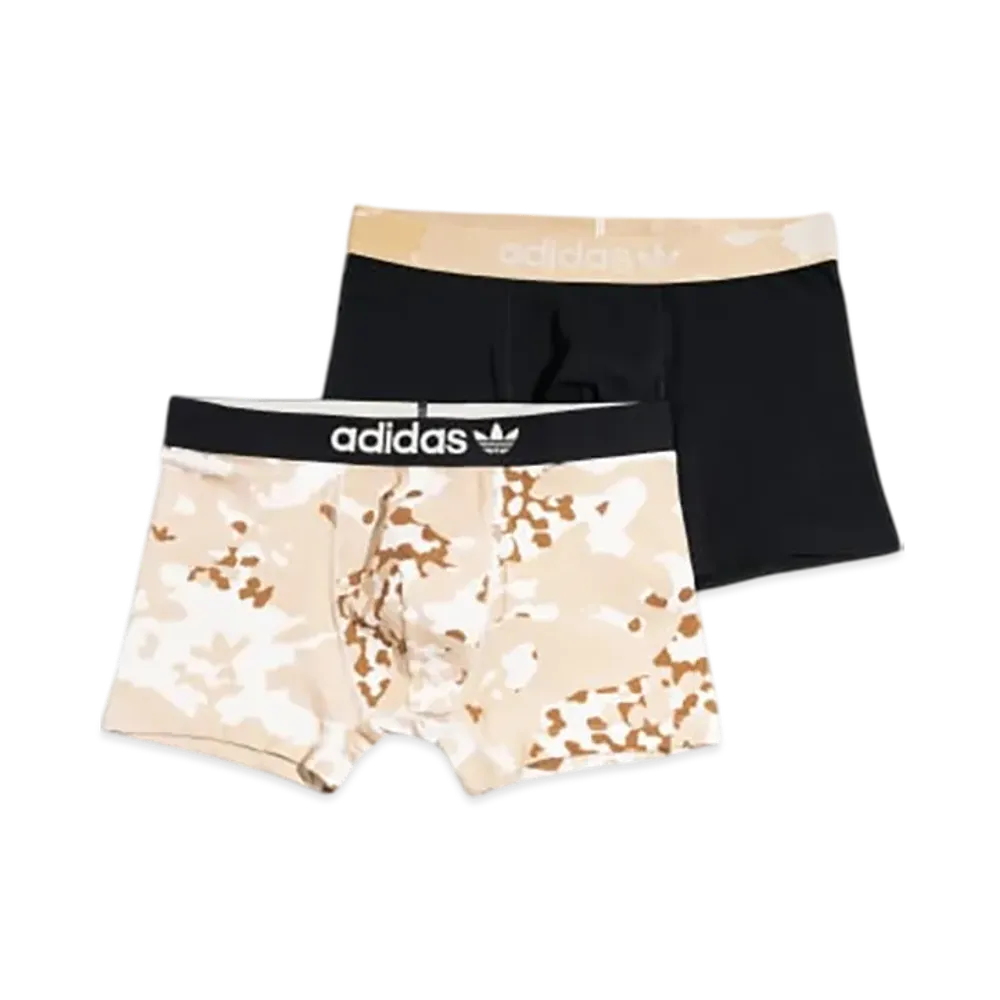 adidas Comfort Flex Cotton Print Trunks 2-Pack "Black/Halo Ivory"