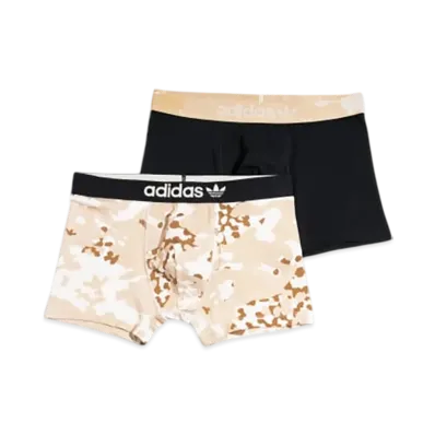 adidas Comfort Flex Cotton Print Trunks 2-Pack "Black/Halo Ivory"