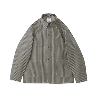 visvim SS COVERALL HICKORY UNWASHED "Black/White"