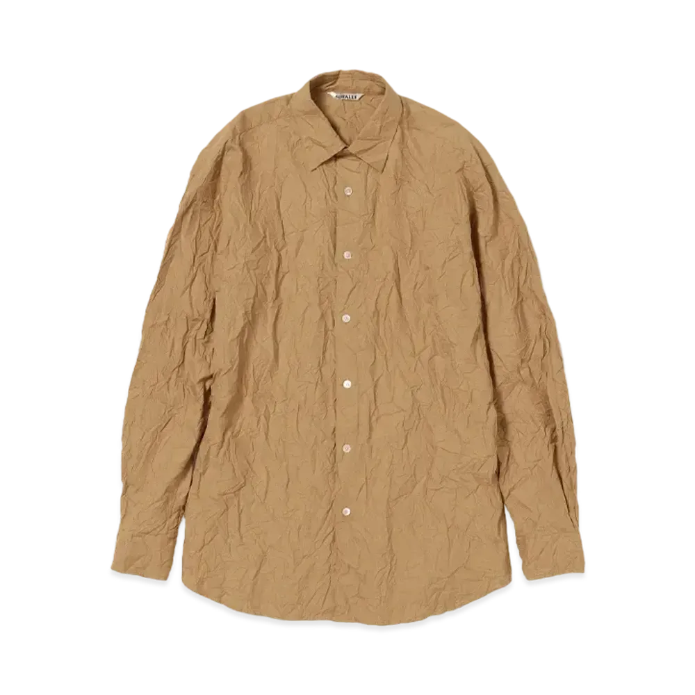 AURALEE Wrinkled Washed Finx Twill Shirt "Brown"