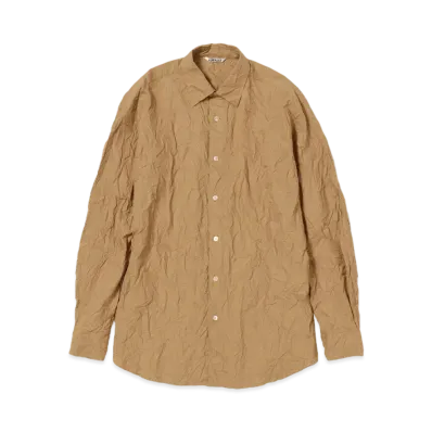 AURALEE Wrinkled Washed Finx Twill Shirt "Brown"