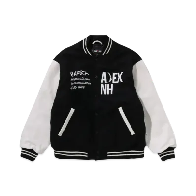 NEIGHBORHOOD x A BATHING APE Varsity Jacket Bape Ver "White"