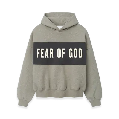 FEAR OF GOD ESSENTIALS Cropped Relaxed Panelled Hoodie "Seal Heather/Iron Grey"