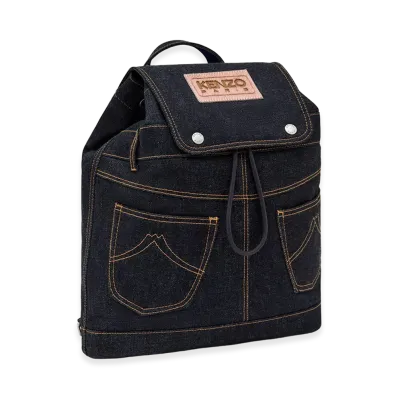 KENZO Five Pockets' Backpack in Denim-Like Twill "Navy Blue"