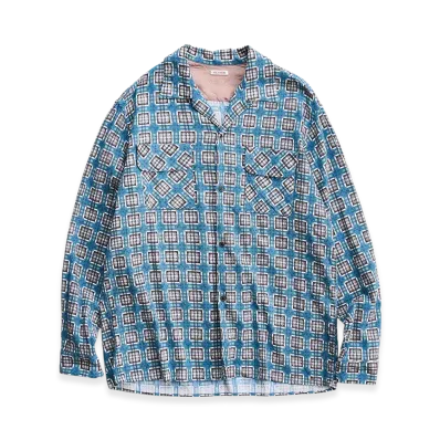 NICENESS C.Roni Print Flannel Check Board Shirt "Blue"