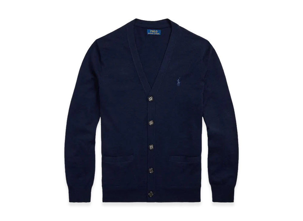 Polo Ralph Lauren Slim Fit Washable Wool V-Neck Cardigan "Hunter Navy"