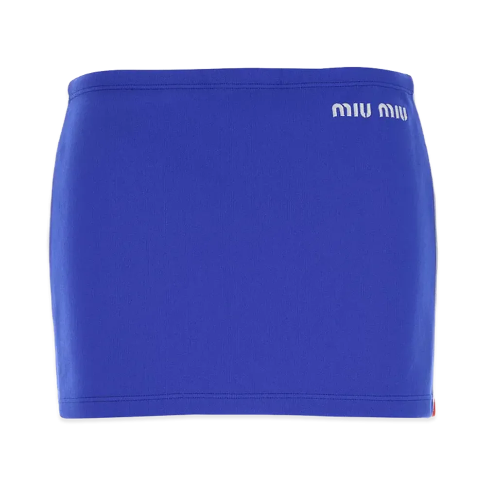 MIU MIU Women's Stretch Nylon Mini Skirt "Blue"