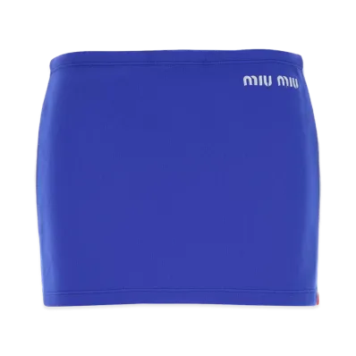 MIU MIU Women's Stretch Nylon Mini Skirt "Blue"