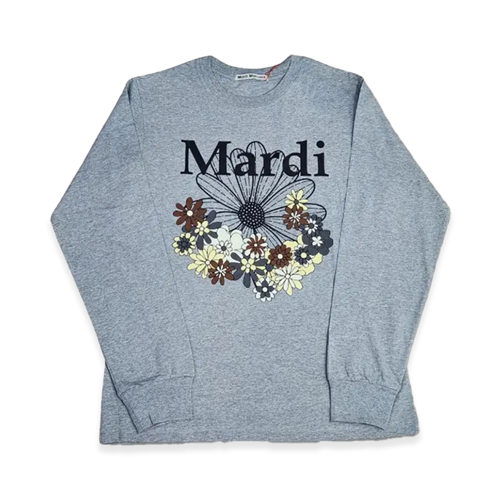 Mardi Mercredi T-Shirt Long Sleeve Flowermardi Jardin "Grey Black"