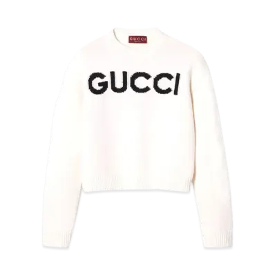 GUCCI Wool Top with Intarsia "Ivory"