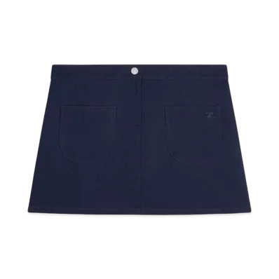 Courreges 2-Pocket Twill Mini Skirt "Navy"