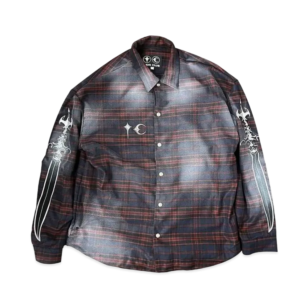 THUG CLUB Arab Sword Flannel Shirt "Red"
