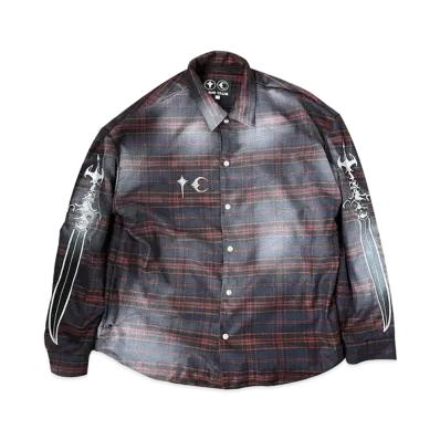 THUG CLUB Arab Sword Flannel Shirt "Red"