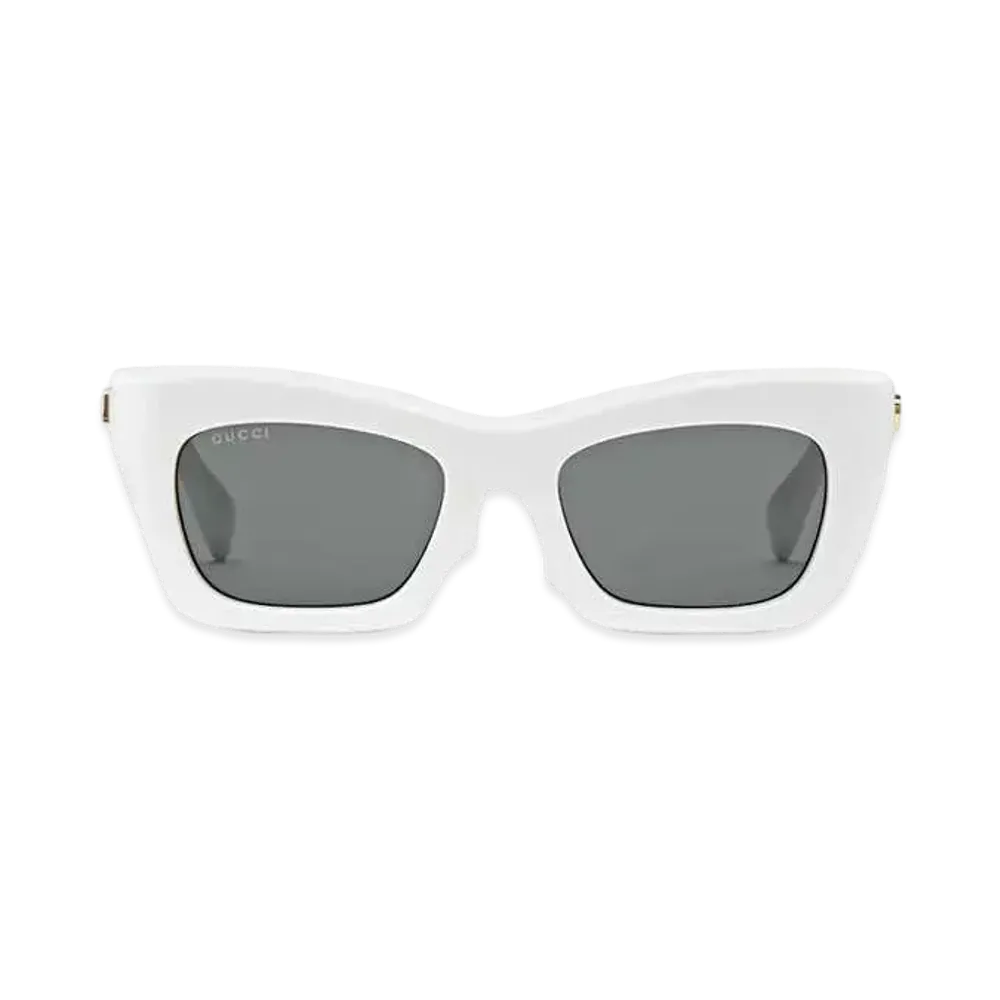 GUCCI Specialized Fit Rectangular Sunglasses "Shiny White"
