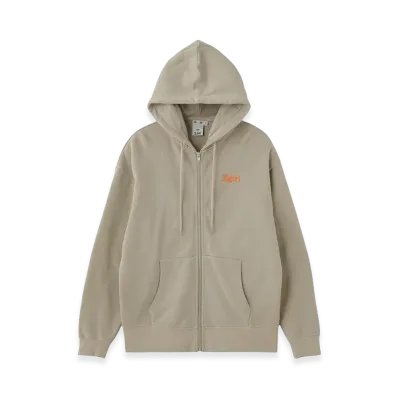 X-Girl Embroidered Logo Zip Up Sweat Hoodie "Beige"