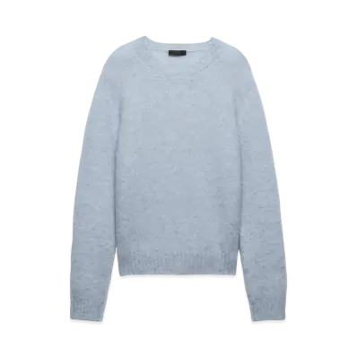 PRADA Men's Shetland Wool Crew-Neck Sweater "Sky Blue"