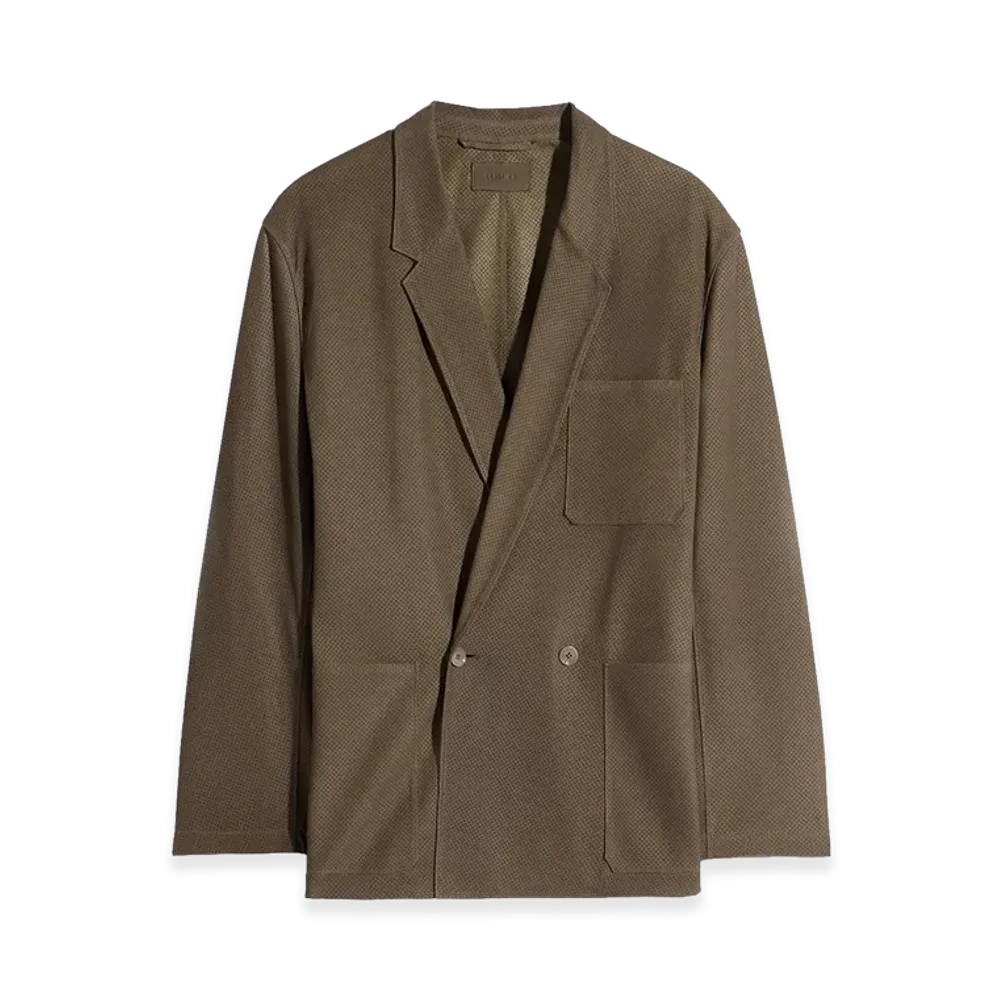 LEMAIRE Nubuck Leather Double-Breasted Tailored Jacket "Thyme"