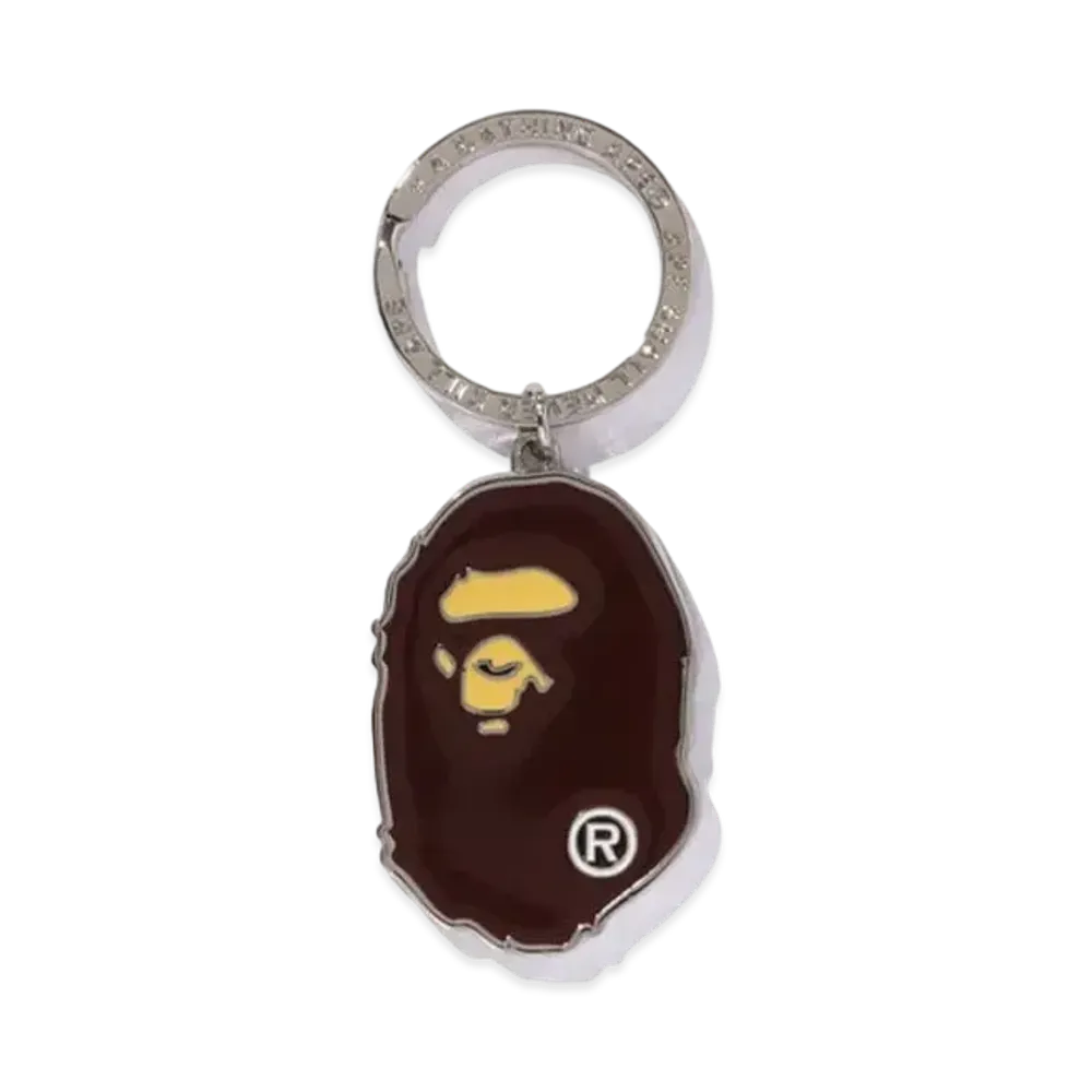 A BATHING APE Ape Head Metal Keychain "Brown"