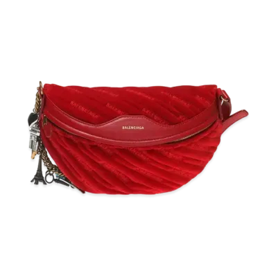 BALENCIAGA Velvet Waist Bag "Red"