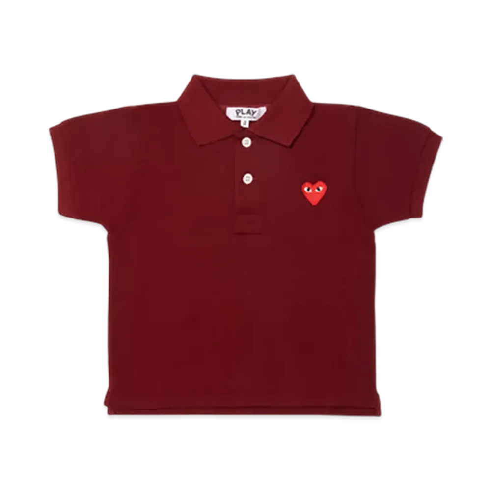 PLAY COMME des GARCONS Kids Polo Shirt With Red Emblem "Burgundy"