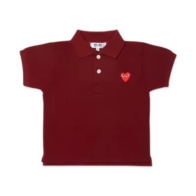 PLAY COMME des GARCONS Kids Polo Shirt With Red Emblem "Burgundy"