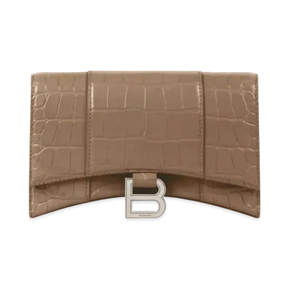 BALENCIAGA Hourglass Wallet With Chain "Gray&Silver"