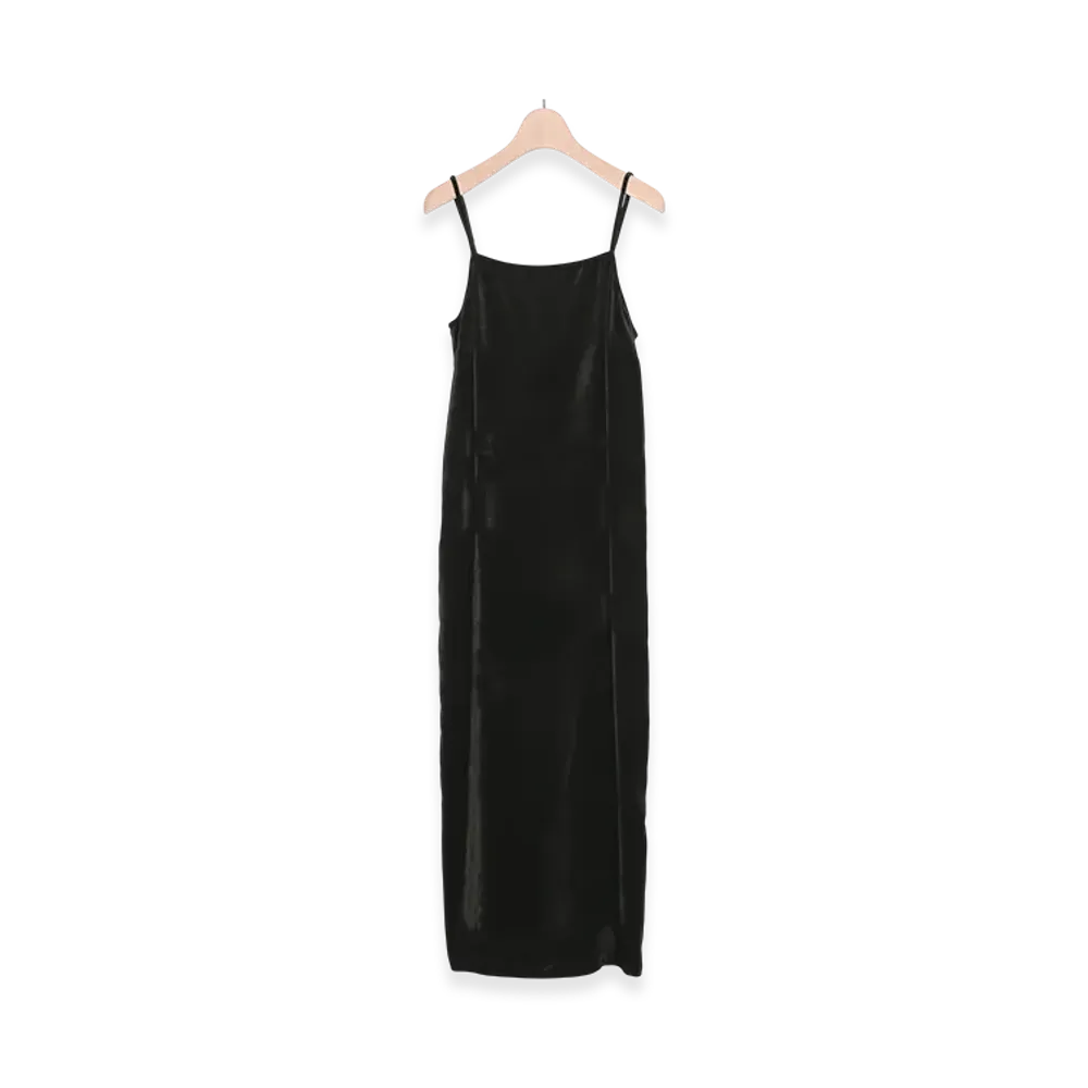 COMOLI Velour Slip Dress "Black"