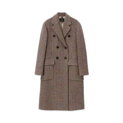 Paul Smith Women's Houndstooth Chester Coat "Camel"
