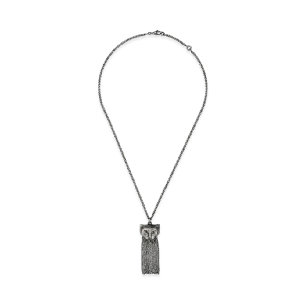 GUCCI Garden Series Cat Head Silver Necklace"Silver"