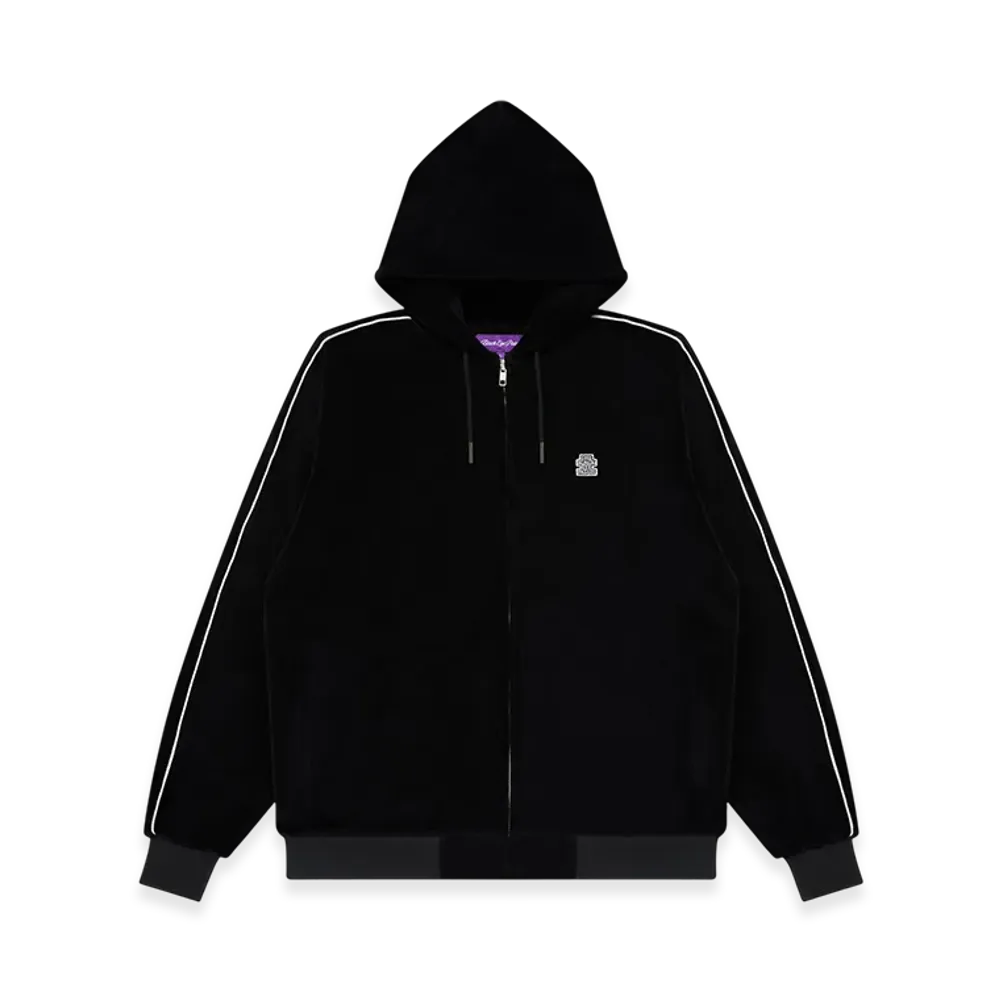BlackEyePatch OG Label Piped Sleeves Velour Zip Hoodie "Black"