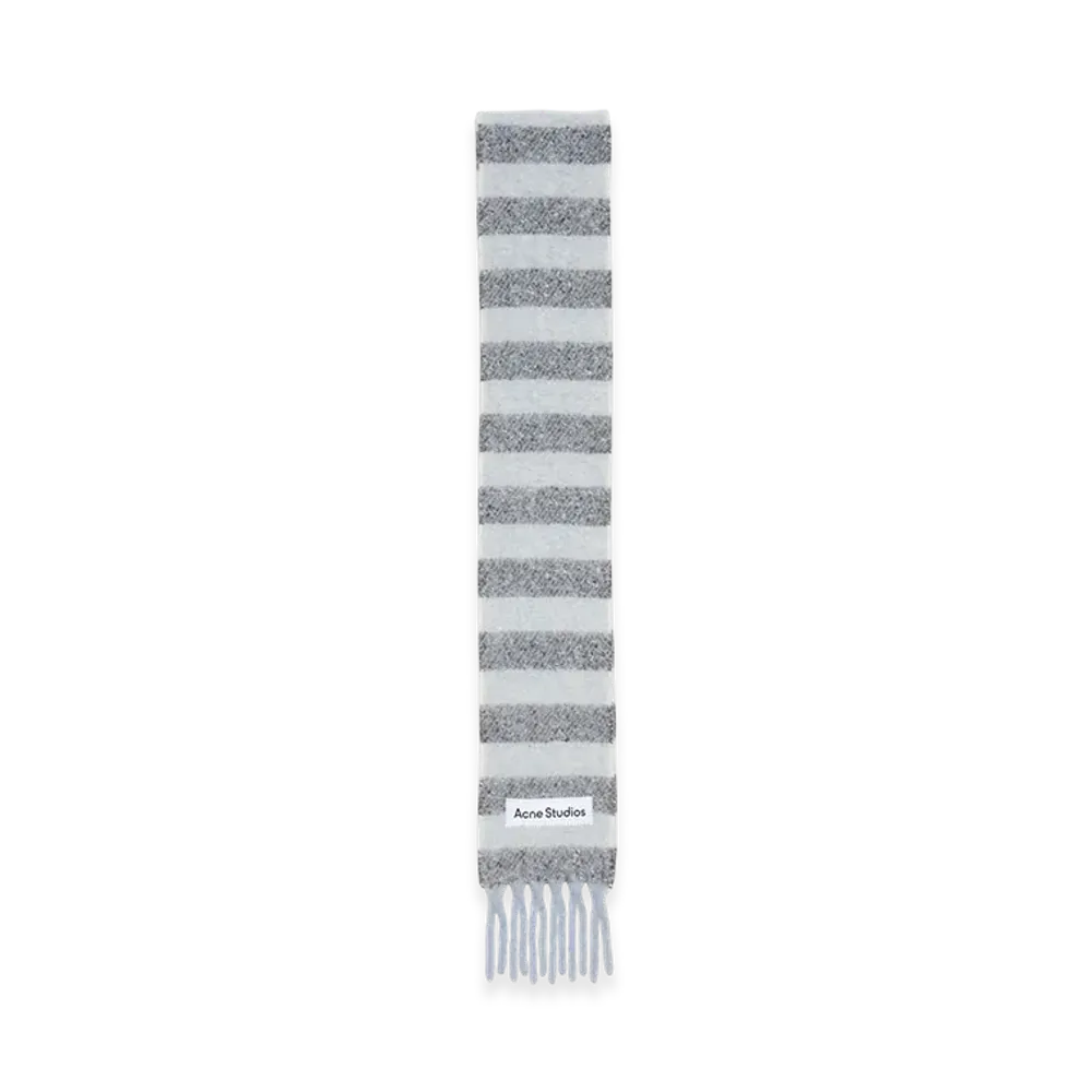 Acne Studios Fringed Wool Scarf - Skinny "Grey/White"