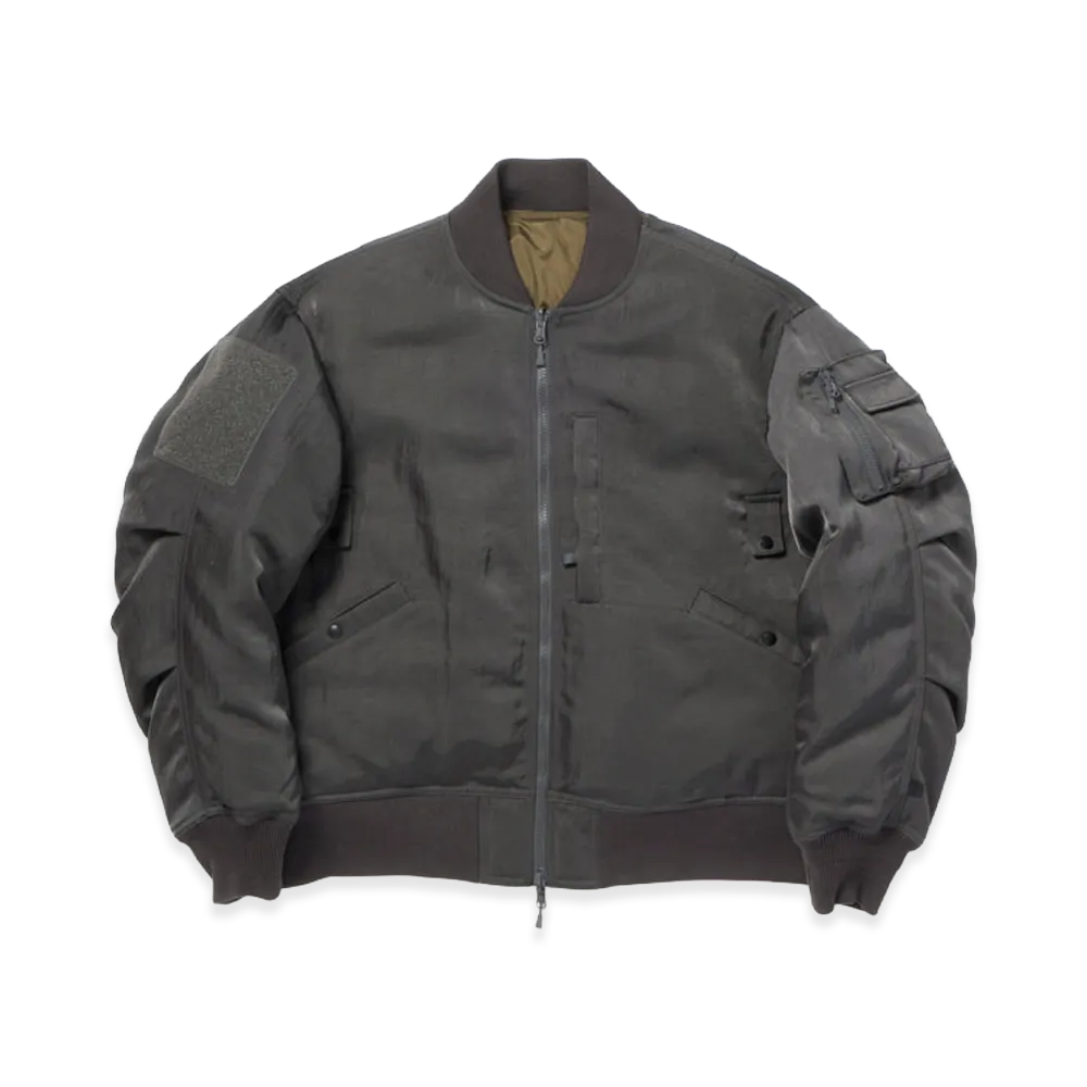 DAIWA PIER39 Women's Tech Reversible MA-1 Down Jacket "Charcoal/Olive"