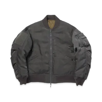 DAIWA PIER39 Women's Tech Reversible MA-1 Down Jacket "Charcoal/Olive"