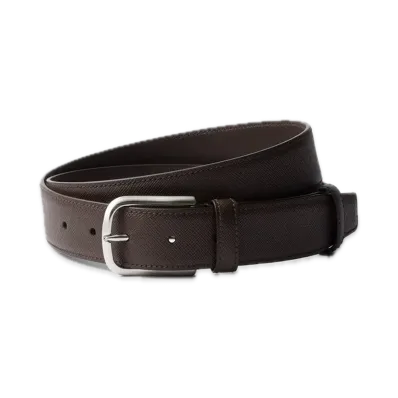 PRADA Saffiano Leather Belt "Dark Brown"