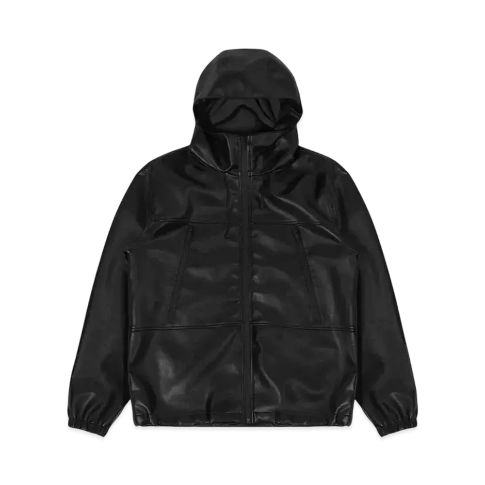 WASTED PARIS Kingdom Faux Leather Windbreaker "Black"