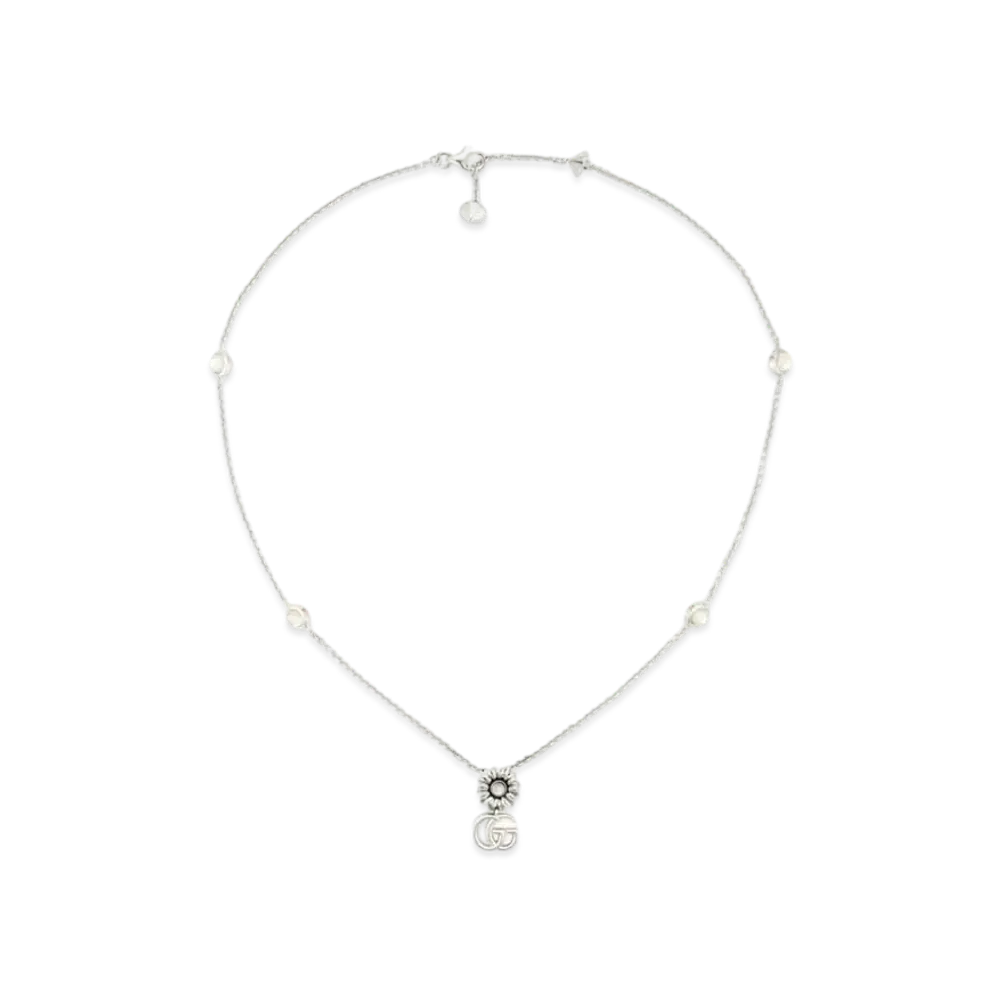 GUCCI GG Marmont Mother of Pearl Necklace "Silver"