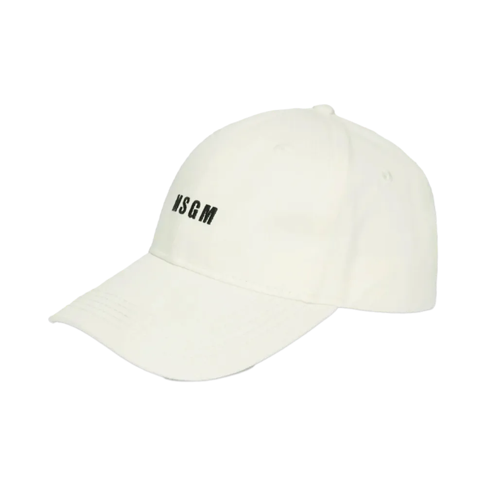 MSGM Impact Logo Gabardine Baseball Cap "Ivory"