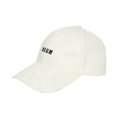MSGM Impact Logo Gabardine Baseball Cap "Ivory"