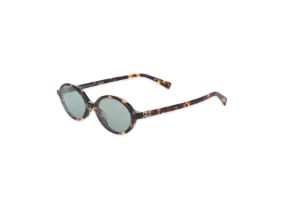 MIU MIU Miu Regard Oval Metal Logo "Honey Havana/Green"