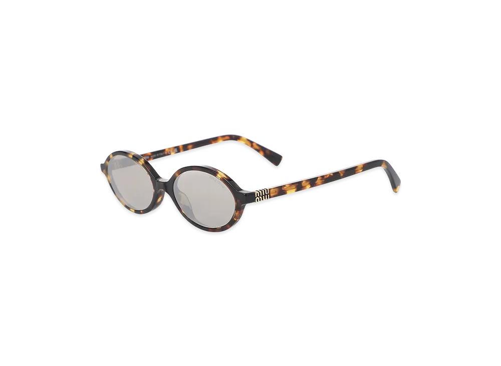 MIU MIU Miu Regard Oval Metal Logo "Honey Havana/Light Grey"
