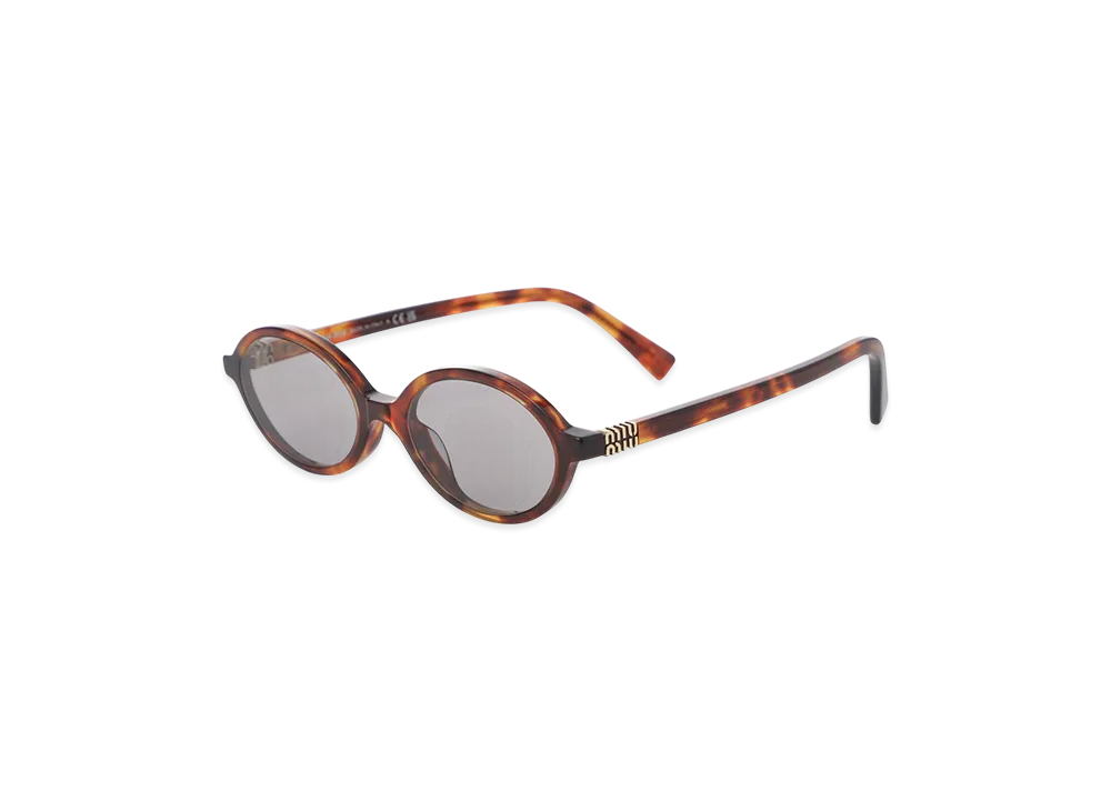 MIU MIU Miu Regard Oval Metal Logo "Havana Mahogany/Grey"