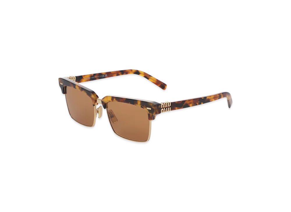 MIU MIU Runway Square Brow Metal Logo "Light Havana"