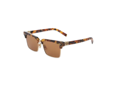 MIU MIU Runway Square Brow Metal Logo "Light Havana"