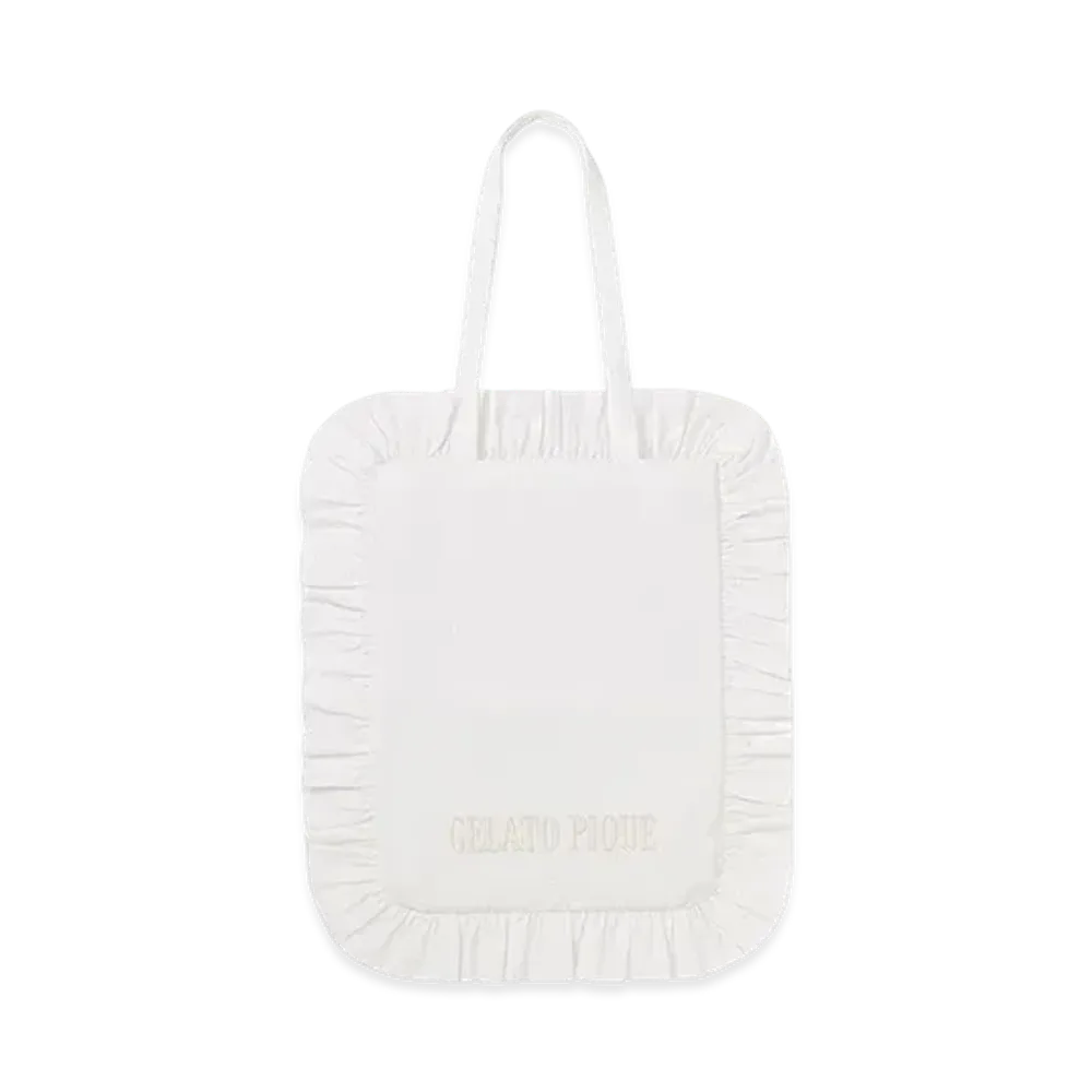 GELATO PIQUE Striped Frill Tote Bag "Off White"