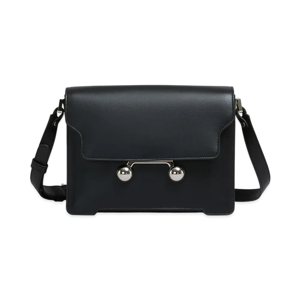MARNI Trunkaroo Medium Shoulder Bag in Leather "Black"