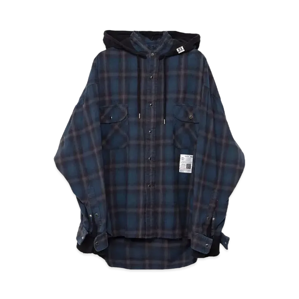 Maison MIHARA YASUHIRO Hood Combined Check Shirt "Blue"