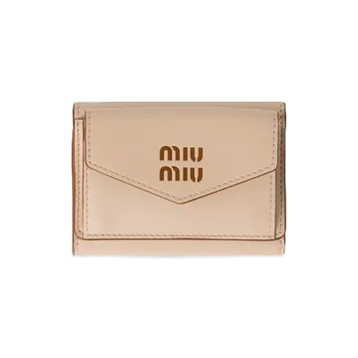 MIU MIU Leather Wallet "Cord Beige/Cognac Brown"