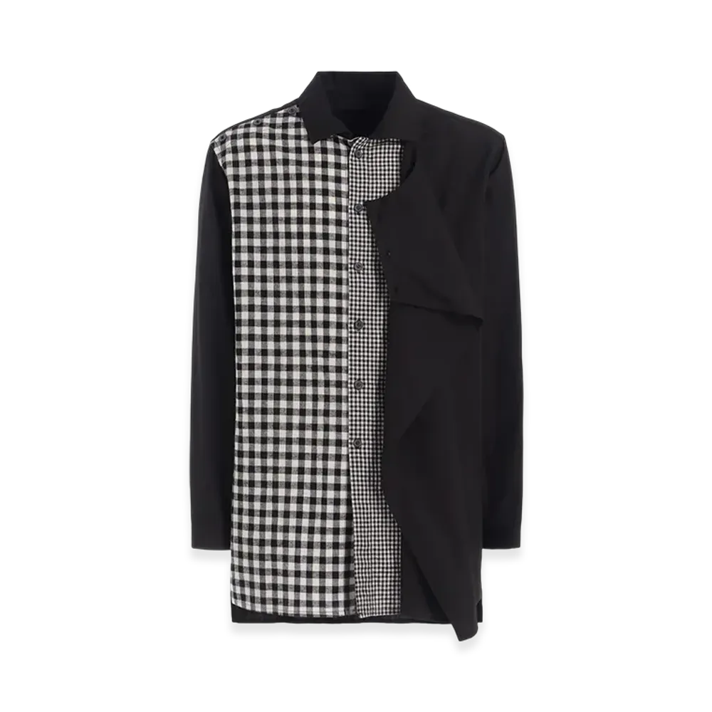 S'YTE Gingham Check Combination Front Layer Shirt "Black"